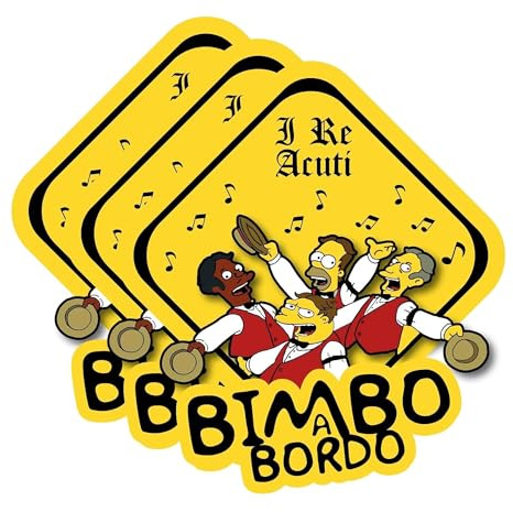 x3 Adesivo per Auto Bimbo a Bordo Stile Simpson - Baby on Board Originale con Iconico Design Giallo I re Acuti - Acquista Ora per un Tocco Divertente!
