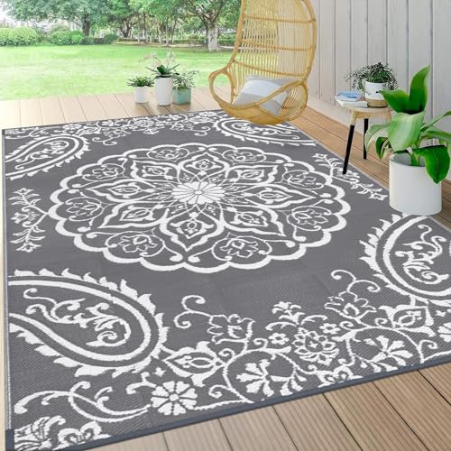Pauwer Outdoor-Teppich, wasserdicht, Kunststoff, Stroh, Campingteppich