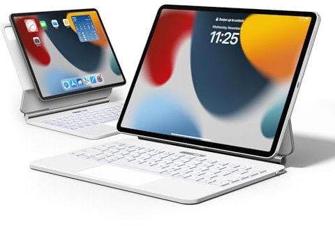 APPS2Car Magic Keyboard for iPad Pro 11 inch and iPad Air 10.9 inch, Magnetic Floating Case with Slim Portable Backlit Bluetooth Keyboard and Trackpad - White