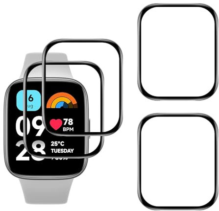 YIFNTANG [4 Piezas] Protector de Pantalla para Xiaomi Redmi Watch 3 Active,Anti-Arañazos,3D Curvado Cobertura Completa,HD Clear Película Protectora para Xiaomi Redmi Watch 3 Active