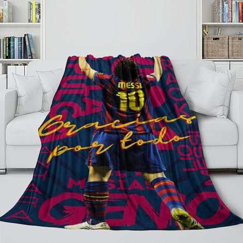 Messi Flanell Decke - Fußball Gemütliche Decken Für Etwas Warmes Und Glückselig Zu Wickeln Mit in Den Kälteren Nächten - Weihnachten Geburtstag Geschenk Idee 40x50inch(100x130cm)