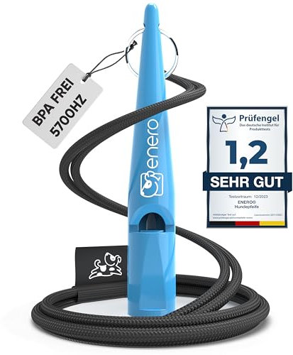 ENERO® Hundepfeife mit praktischem Umhängeband - Perfektes Hundezubehör mit genormter Frequenz - Ideal für Hundetraining - hörbar & weitreichend