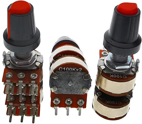 JFQOWCMP Potentiometer 3PCS WH148 25MM 100K C100KX2 Stereo Lautstärke Potentiometer Audio 4 Kanäle Lautstärke Potentiometer DIP12 RK163