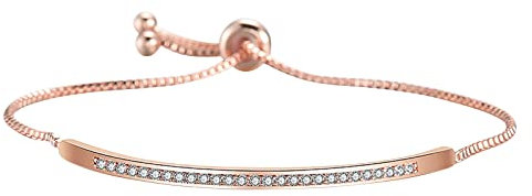 HSD Classic Slider Gold Elegant Jewelry Tennis Bracelet Shinny Plated Bracelet For Women Zirconia Diamond Bracelets Costume Jewelry Rings for Women (Rose Gold, One Size)