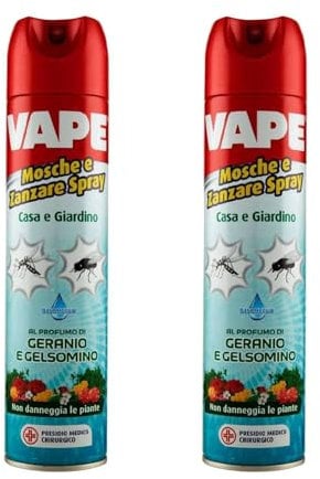 Vape Insetticida Repellente Spray Anti Zanzare, Vespe e Cimici (Vape Mosche Zanzare Spray Casa&Giardino, 2)