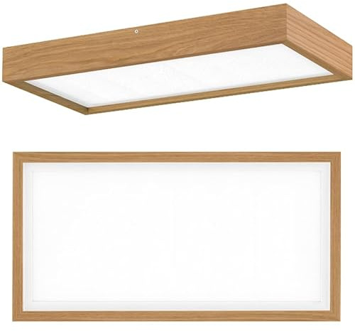 LED Wood Deckenlampe Holz 62 x 32 cm 28 W, 3000 Lm, 4000 K - Handgefertigte Deckenleuchte Wohnzimmer - Wohnzimmerlampe aus Eichenholz - LED Lampe Decke Schlafzimmer, Kinderzimmer, Badezimmer, Küche