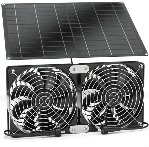 JINSBON Solar Fan for Solar Greenhouse Heater Camping Roof Vent Dog House Chicken Coop