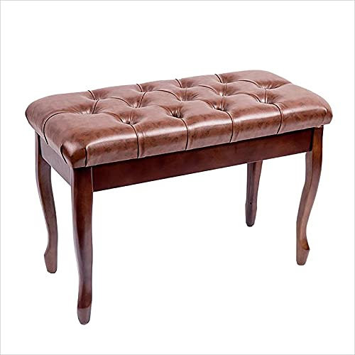 QXGJTLI Klavierhocker, Frisiertischhocker, Klavierbankhocker mit Ablagefach, Bequeme Duett-Klavierbank, 76 x 35 cm, große Sitzfläche, PU-Lederkissen (Teakholzbraun)