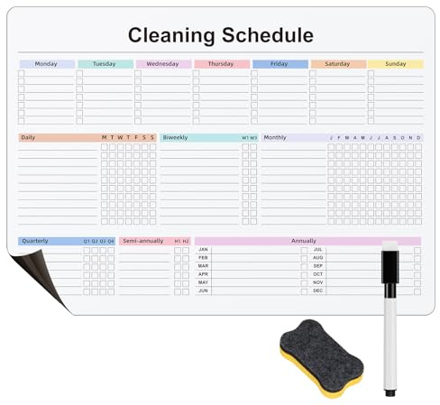 Zawinmay Cleaning Checklist Dry Erase Magnetic Whiteboard for Refrigerator,Daily Weekly and Monthly Checklist Planner and Household Chore-Cleaning Schedules and Checklists