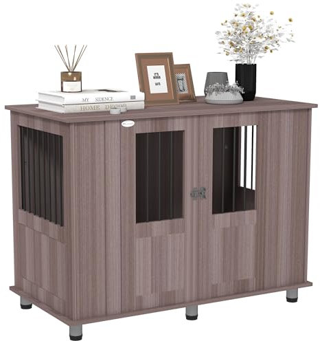 PawHut Dog Crate Furniture End Table, Pet Kennel for Extra Large Dogs with Magnetic Door, Purple, 114 x 60 x 82 cm