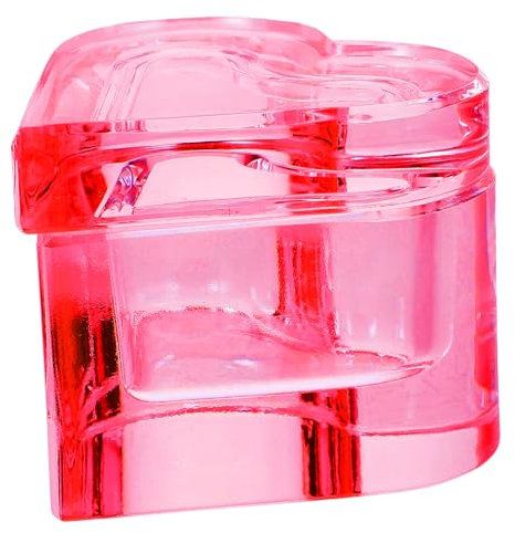 Vaguelly Heart Shaped Crystal Cup for Acrylic Nails Lid Glass Dappen Dish for Nail Art for Manicure