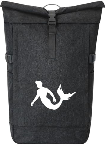 Huuraa Kurierrucksack Meermann Silhouette 30-44 Liter Black Melange Fairtrade Rolltop Rucksack Geschenkidee
