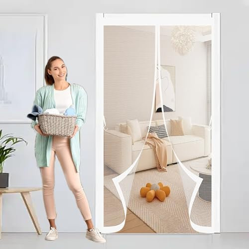 Zanzariera Magnetica Finestre 300 x 300 cm, Anti-Zanzare, Anti-Insetti, Rete Ultra-Fine, Installazione Facile, Trasparente Tenda Magnetica per Porta Finestra Balcone, Bianco