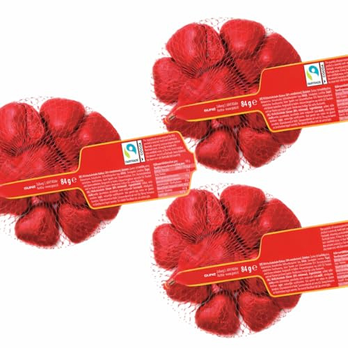Schokoladenherzen – Zartschmelzende Herzen aus Milchschokolade – 3 x 84g – Perfekt für Valentinstag, Muttertag & Geburtstage – FAIRTRADE