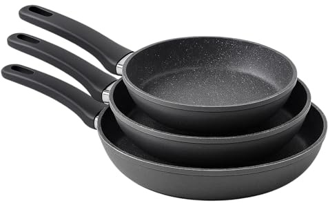 cecaro group – Set 3 Padelle Antiaderenti 20/24 / 28 cm – Compatibili con Tutti i Piani di Cottura (Induzione, Gas, Elettrico, Vetroceramica, Alogena) – PFAS FREE