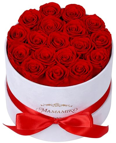 18 Rose Stabilizzate Rosse in Scatola Suede, Rosa Eterna, Regalo per Donna