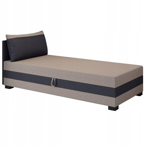 TAPCZANY24 - Boxspringbett Ilia 120x200 cm mit Schaumstoff Matratze | Bett mit Matratze, Polsterbett mit Bettkasten, Gepolstertes Einzel Bett, Schlafsofa - Beige Graphit