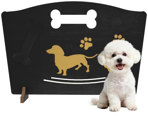 PawHut Wooden Dog Stopper, Freestanding Dog Gate with Support Feet, Black | Dog Barrier, Patio, Indoors, Freestanding Pet Gate, Very Easy Setup, Lightweight