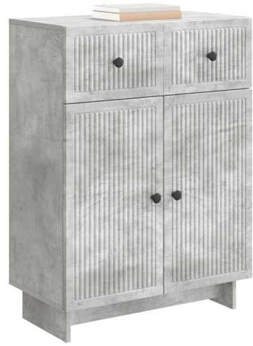 vidaXL Sideboard Betongrau 66 x 34,5 x 90 cm Holzwerkstoff, Wohnzimmer, Vintage Sideboard, rechteckig, viel Stauraum, stylisches Möbelstück aus Holz für die Speisekammer
