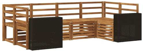 vidaXL Ecksofa Set 6 pcs Natur Massivholz Akazie, Gartenlounge, Moderne Ecksofa, langlebige Sitzgelegenheit, Terrassenmöbel, bequemes Wohnen