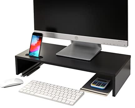 Ttap Monitorständer mit Smartphone-Halterung, Holz, 540 mm, Schwarz