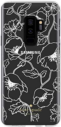 Kate Spade New York Handyhülle | Für Samsung Galaxy S9 Plus | Schutzhülle Transparent Kristall Handyhülle mit Slim Design und Fallschutz - Dreamy Floral Weiß mit Edelsteinen (KSSA-042-DFWG)