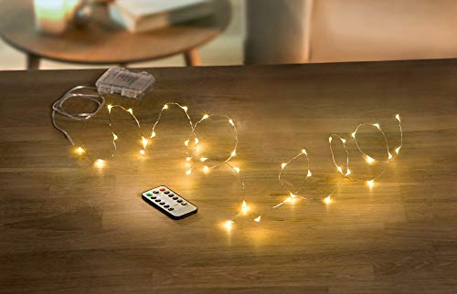 Dekoleidenschaft LED Leuchtdraht, 40 Lichter für Innen + Außen, Lichterkette mit Fernbedienung, 8 Funktionen & Timer, Weihnachtensbeleuchtung