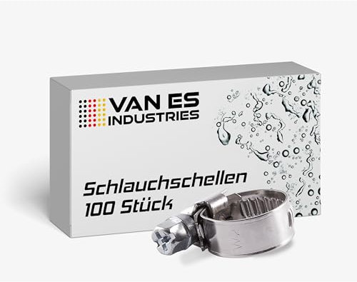 100 Stück Edelstahl W2 Schlauchschellen mit 9mm Bandbreite in Industriequalität DIN 3017 mit Schneckengewinde und geschweißten Gehäuse (20 32mm)