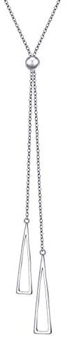 Lange Kette Schmuck S925 Sterling Silber Lariat Halsketten Verstellbar Y Halskette mit Anhänger für Damen Frauen Mädchen Weihnachtsgeschenke (Dreieck)