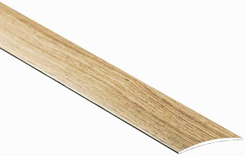 2 Meters 80mm Wide Self-Adhesive Aluminium Wood Effect Transition Strip Cover Door Floor Threshold TMW Profiles (Light Oak)