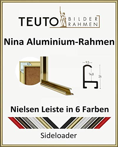 Aluminium Bilderrahmen Kollektion 24 x 30 cm Nielsen Leiste Nina hier Gold mit Kunststoffglas Antireflex 2 mm
