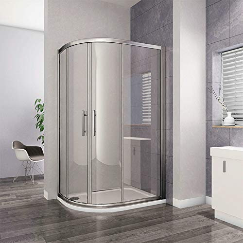 1200x900x1850mm Xinyang Left Quadrant Shower Enclosure 6mm Easy Clean Glass Sliding Shower Cubicle Door with Shower Tray Free Waste