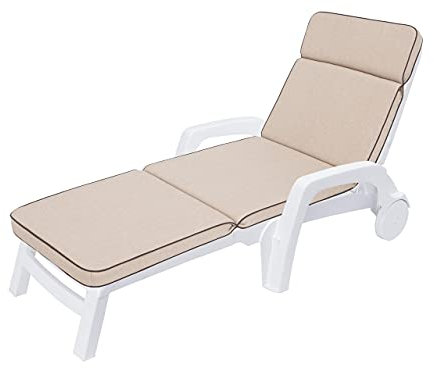 PillowPrim Auflage Gartenliege, Liegenauflage (Beige) 191 x 57 cm, 5 cm dick, Auflagen für Deckchair, Bequeme Polsterauflage für Sonnenliege, Liegestuhl