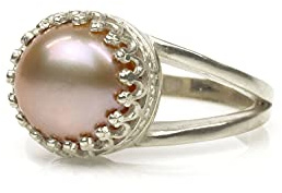 ANEMONE JEWELRY Stilvoller Pearl Ring - 14K Gold / 925 Sterling Silber Ring mit Rosa Süßwasserperle - Perlenringe für Jeden Anlass - Handgemachte Edelsteinringe