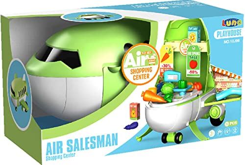 Diakakis Luna Flugzeug Supermarkt Kinder Spielset 32-TLG. Discounter mit Lebensmitteln