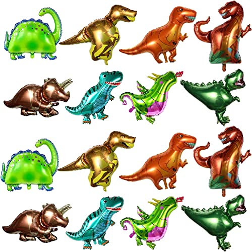 16 Pack Dino Luftballons,Folienballon Dinosaurier,Balloon Bouquet Dekoration,Dinosaurier Ballon Party,Folienballon Kinder Gross,für Kinder Junge Mädchen Geburtstagdeko