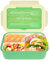 Cooja Bento Lunch Box Microonde Porta Pranzo Ufficio Scuola, 1400ML Portamerenda Ermetico Lunchbox Portapranzo con Scomparti, Schiscetta Pranzo con Posate Integrate Cucchiaio e Forchetta, Verde Lime