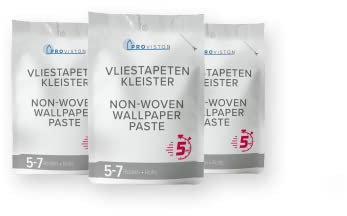 PROVISTON | Lot de 3 x colle pour papier peint non tissé | Pour 5-7 rouleaux chacun | Lot de 200 g | Excellente adhérence | Colle roulante très économique | Sèche sans taches