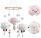 Baby Mobile Windspiel mit Filzbällen Babybett Mobile Windspiele Bettglocke Mobile Baby Holz Kinderzimmer Hängende Bettglocke Mobile für Mädchen und Jungen (Rosa)