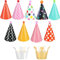 Shinelee 11 Stück Partyhüte Kindergeburtstag Papier Kegel Hüte mit Pompons Geburtstag Party Partyhütchen Krone Partyhut Kinder Erwachsene