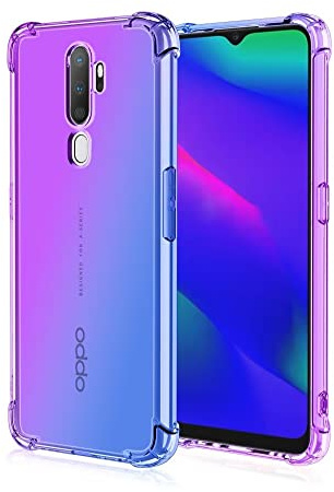 HONLEN Funda para OPPO A9 2020 / OPPO A5 2020 Carcasa, (6.5 Inches) Gradiente Transparente TPU Silicona Case, Protección de Esquina Mejorada Cover Azul púrpura