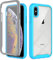 iPhone X/XS Case with Built-in Screen Protector, 360 Full Body Protective Cover, Heavy Duty Anti-Scratch Shockproof Slim Silicone Bumper Clear Phone Case for iPhone X/XS 5.8, Light Blue