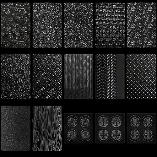 Neikafan 15 Stück Kunststoff Fondant Prägematte Kuchen Strukturmatte Prägematte Strukturmatte Torten Fondant Klare 3D Strukturmatte für Torten Cupcakes Kekse DIY 3D Dekoration