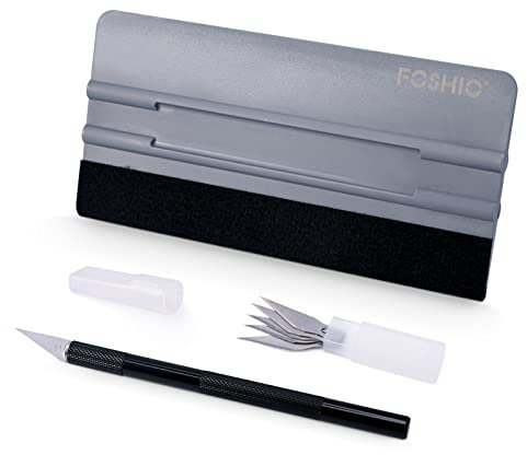 FOSHIO Filzrakel 15 * 7.5CM Rakel Set mit Skalpell Messer Set Cuttermesser Folie mit 5 pcs Ersatzklingen Fensterabzieher für Autofolie Installation Auto Folieren Für Fensterfolien
