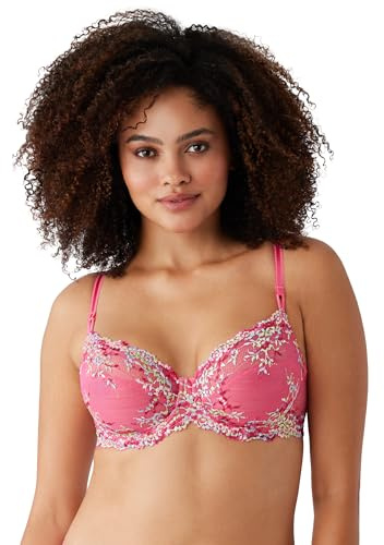 Wacoal Women's Embrace Lace Underwire Bra Full Coverage, Opaque, Hot Pink/Multi, 36DD