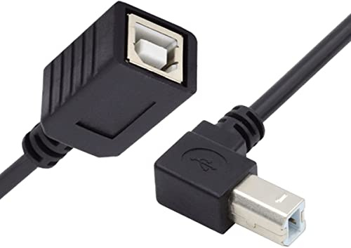 CY USB 2.0 Typ B Stecker auf Buchse, Verlängerungskabel, abgewinkelt, 90 Grad, 20 cm für Drucker-Scanner-Disk