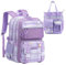 KEBEIXUAN Schulrucksack Mädchen Teenager Schulranzen Wasserdicht School Bag Backpack Casual Daypacks für Kinder Grundschüler Schüler im Alter von 6–12 Jahren(lila+Tragetasche)
