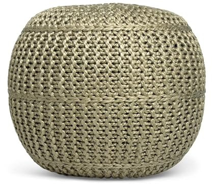 BIRDROCK HOME Round Pouf Foot Stool Ottoman - Knit Bean Bag Floor Chair - Cotton Braided Cord - Great for The Living Room, Bedroom and Kids Room - Small Furniture (Herbal Olive)