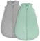 Looxii 2er Pack Schlafsack Baby Baumwolle 1.5 Tog Herbst Frühling Winter Babyschlafsack für Neugeborene Jungen Mädchen 18-24 Monate Fleece Punkt Grau und Grün