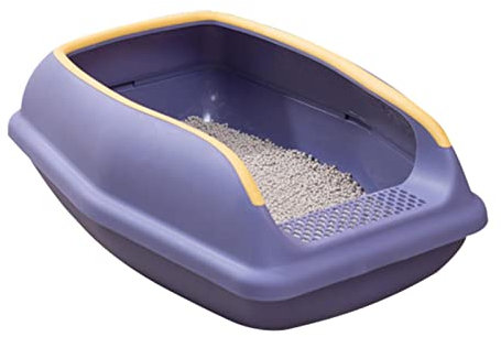 Rianpesn Katzenklo | Erhöhung der Anti-Spritzer-Katzentoilette, Verhindert das Auslaufen von Sand, Katzentoilette für kleine, mittelgroße und ältere Katzen, Lila